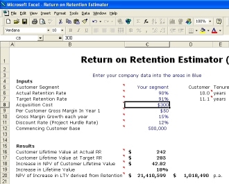 Return on Customer Retention Estimator (Excel) — cover