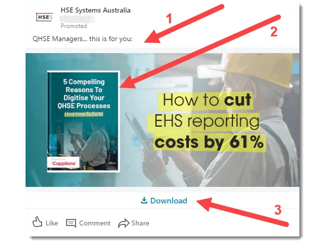 example LinkedIn lead generation post