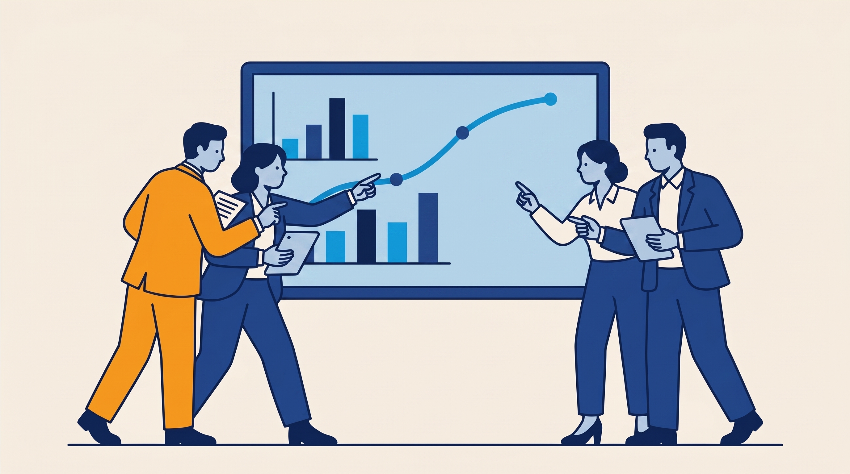 A B2B team reviewing customer feedback results on a dashboard