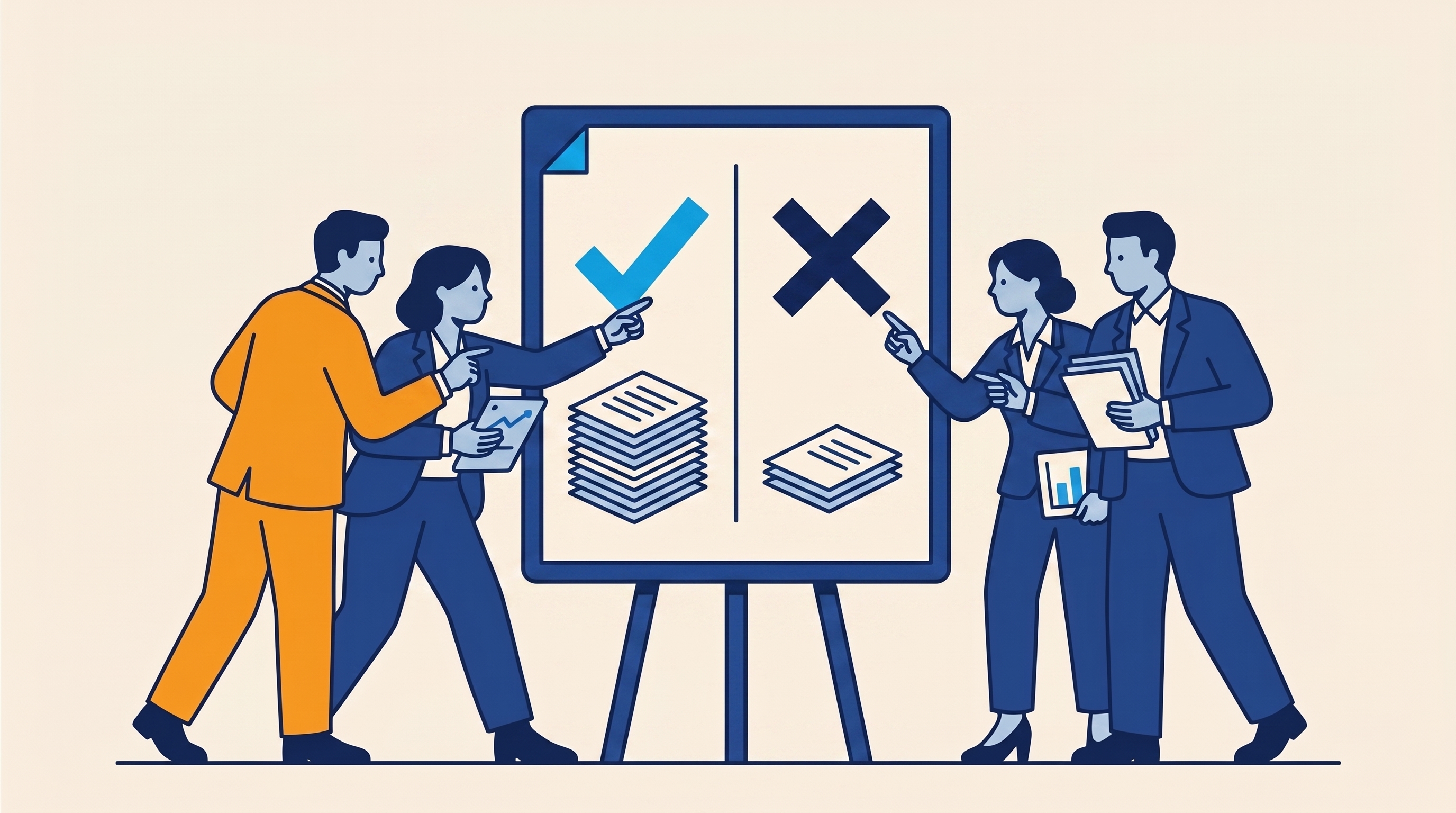 Consultants reviewing a major project win-loss analysis